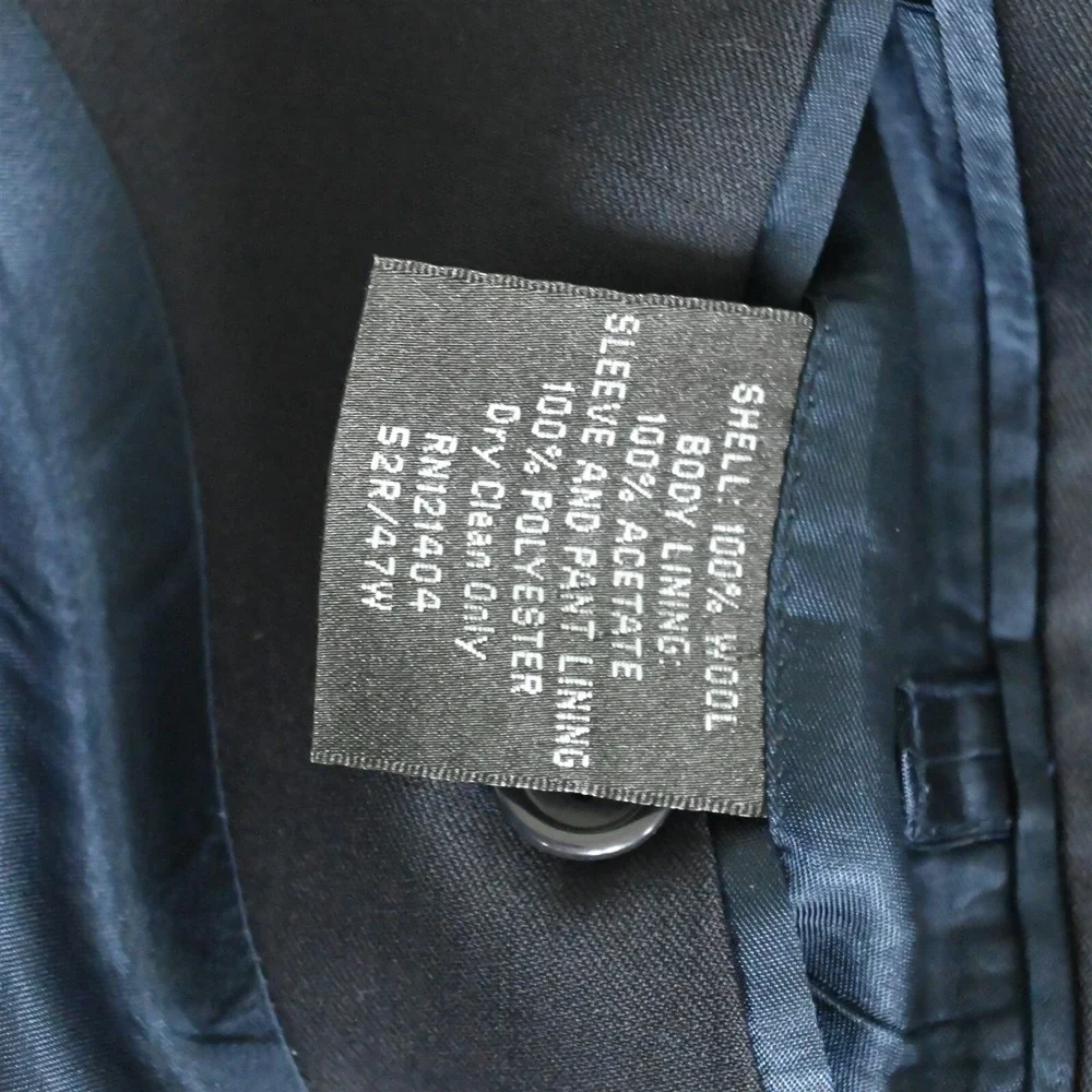 Pronto Uomo 52R Navy Blue 100%‎ Wool Blazer Suit Jacket Sport Coat